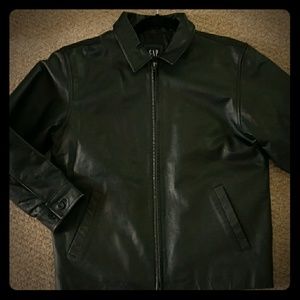 GAP boys XL black leather jacket